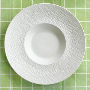 NEW Set of 2 Wide Rim Ceramic Pasta Plates, 10.5"
